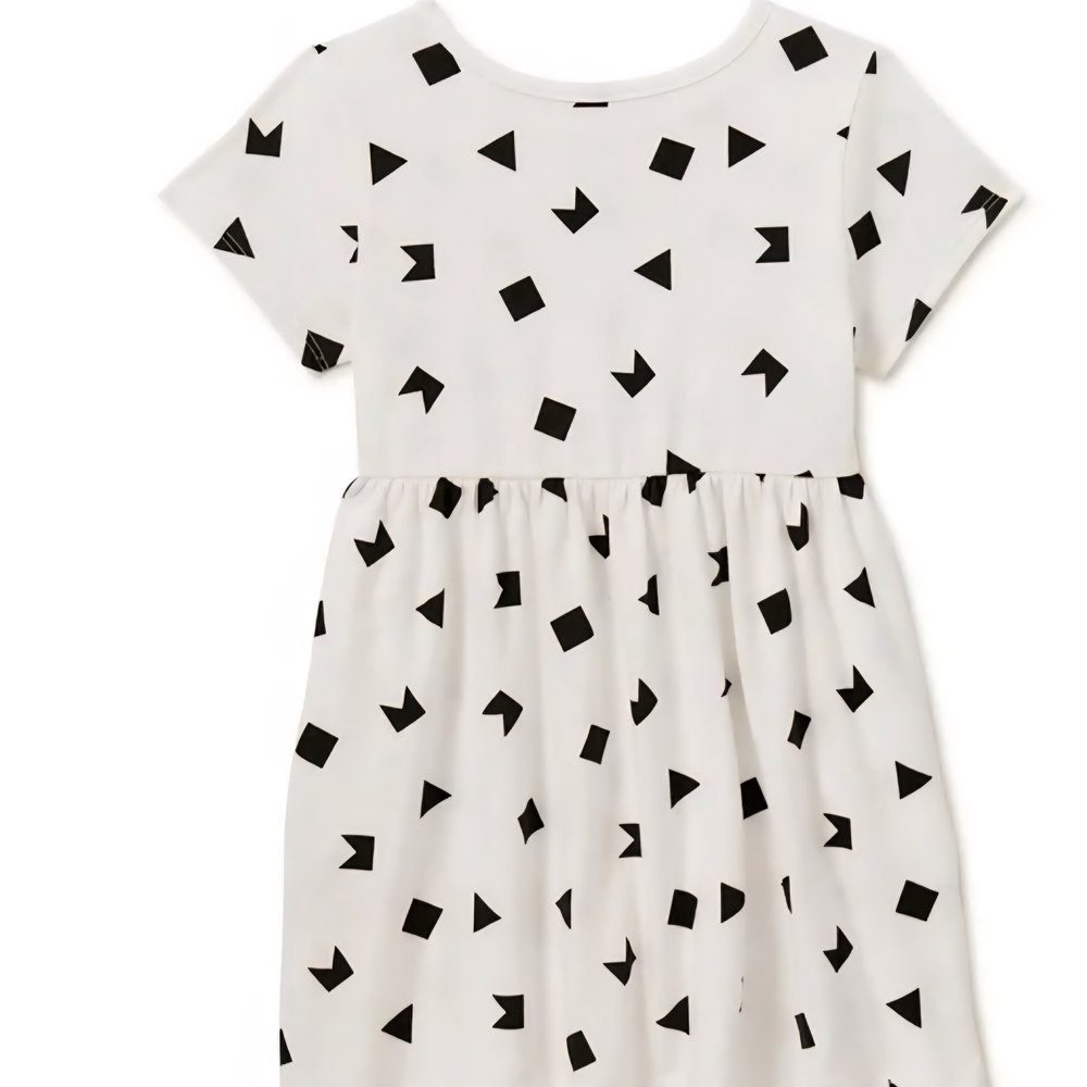 Wonder Nation Black and White A-Line Dress Short Sleeve Casual